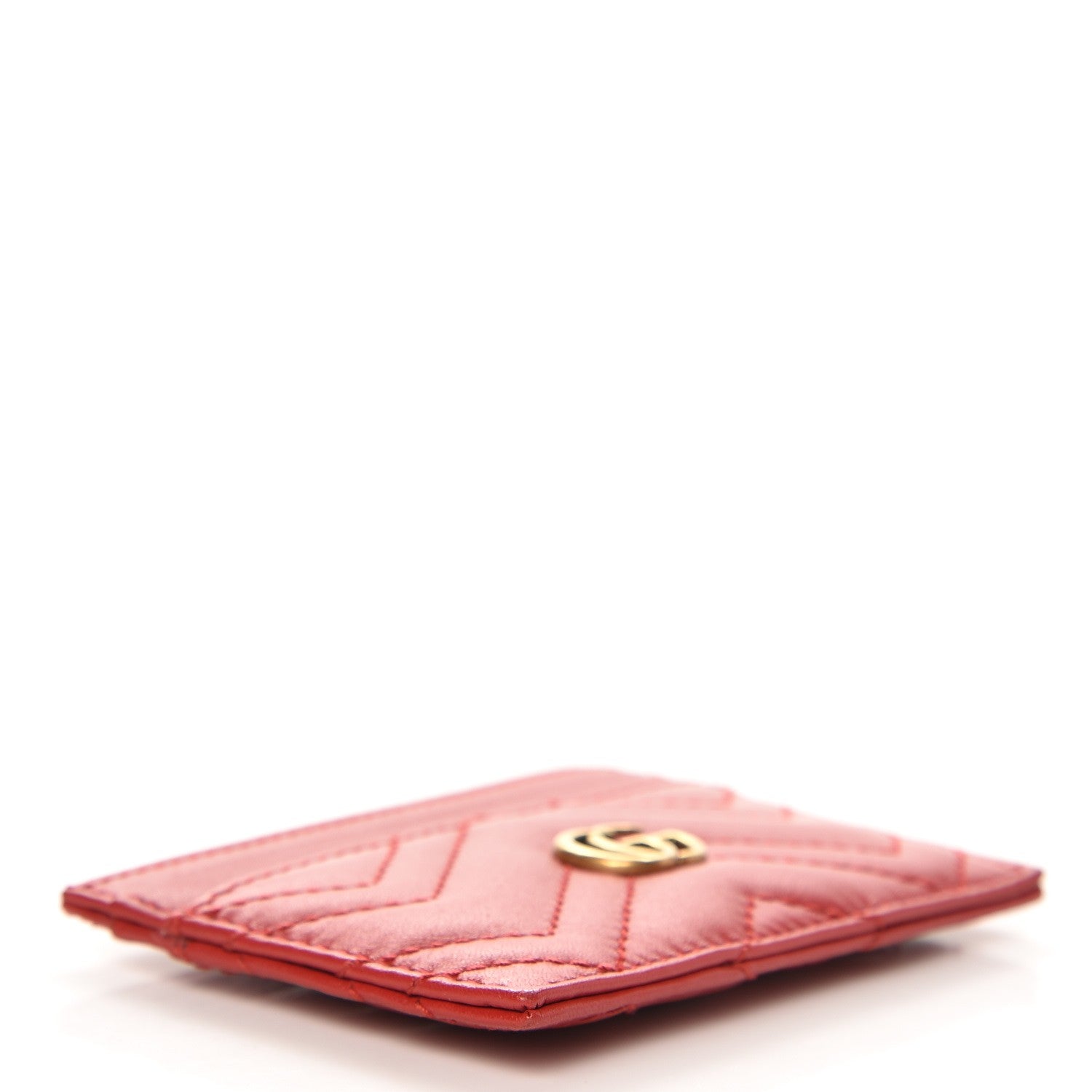 Gucci Calfskin Matelasse GG Marmont Card Holder Hibiscus Red 4 of 8
