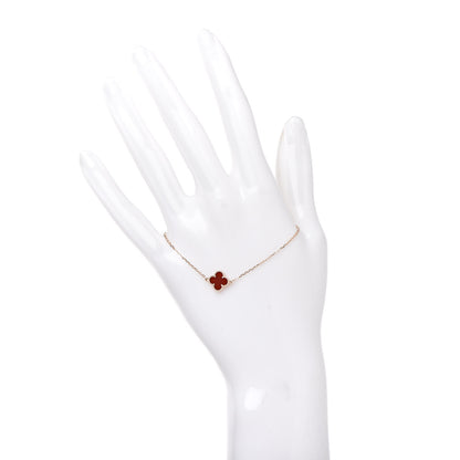 Van Cleef & Arpels 18K Rose Gold Carnelian Sweet Alhambra Bracelet 2 of 7