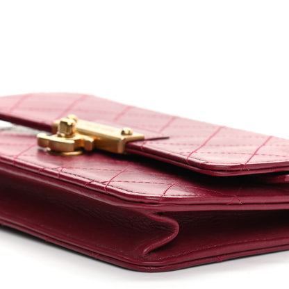 Chanel Goatskin Stitched Golden CC Wallet on Chain WOC Dark Red 11 of 13