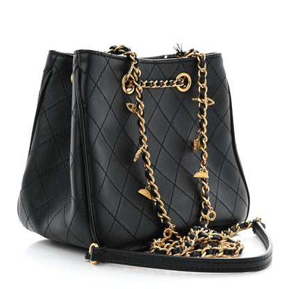 Chanel Calfskin Stitched Small Egyptian Amulet Drawstring Bag Black 3 of 12