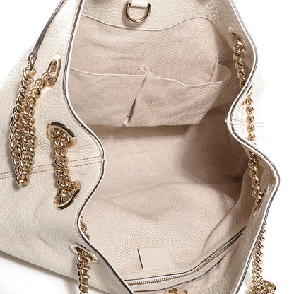 Gucci Pebbled Calfskin Medium Soho Chain Shoulder Bag Off White 5 of 9