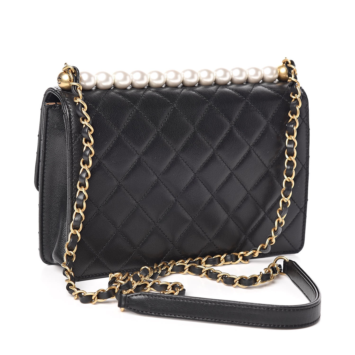 Chanel Lambskin Quilted Small Chic Pearls Flap Black 3 of 10