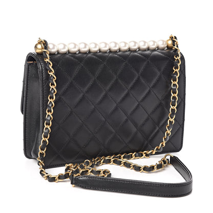 Chanel Lambskin Quilted Small Chic Pearls Flap Black 3 of 10
