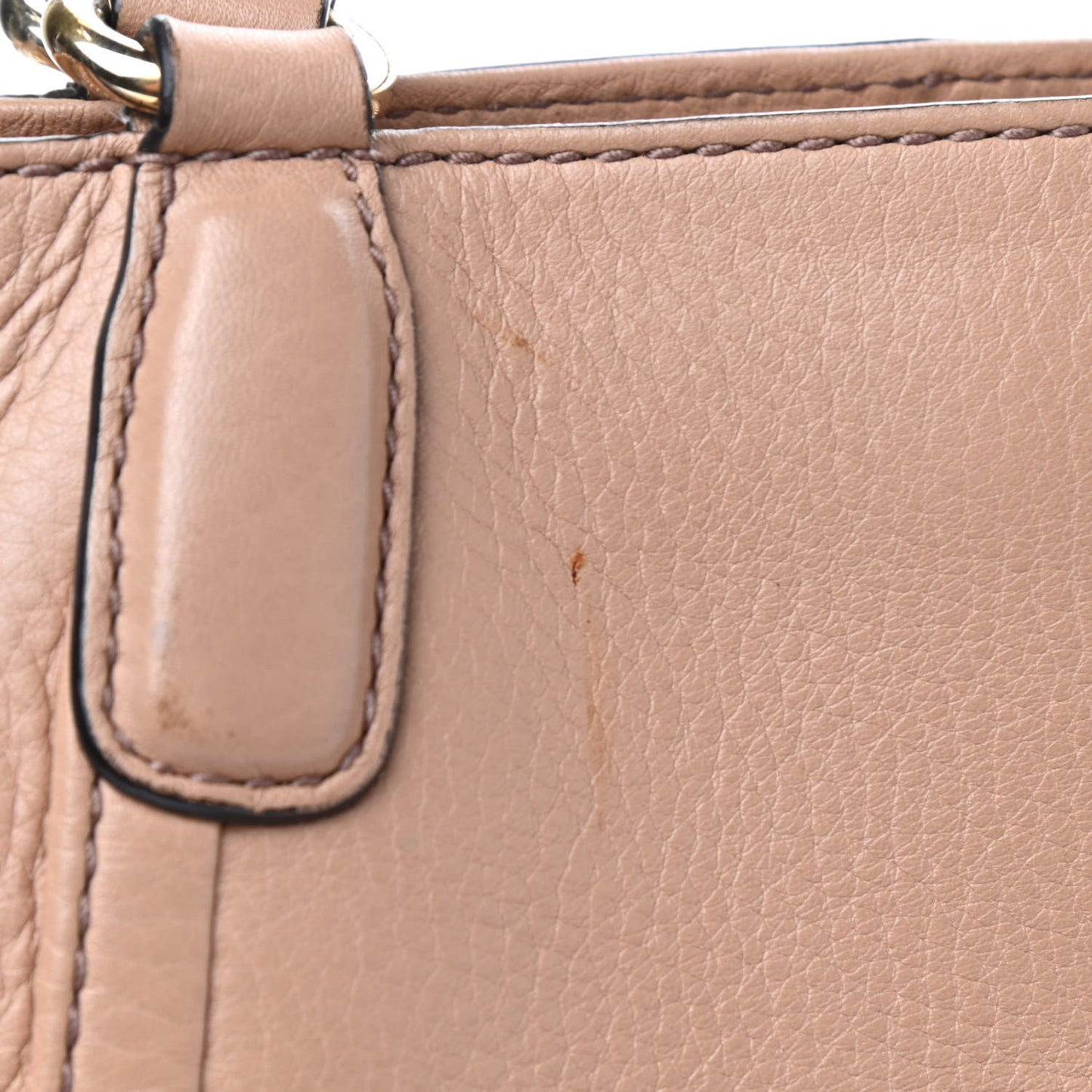 Pebbled Calfskin Small Soho Top Handle Bag Camelia