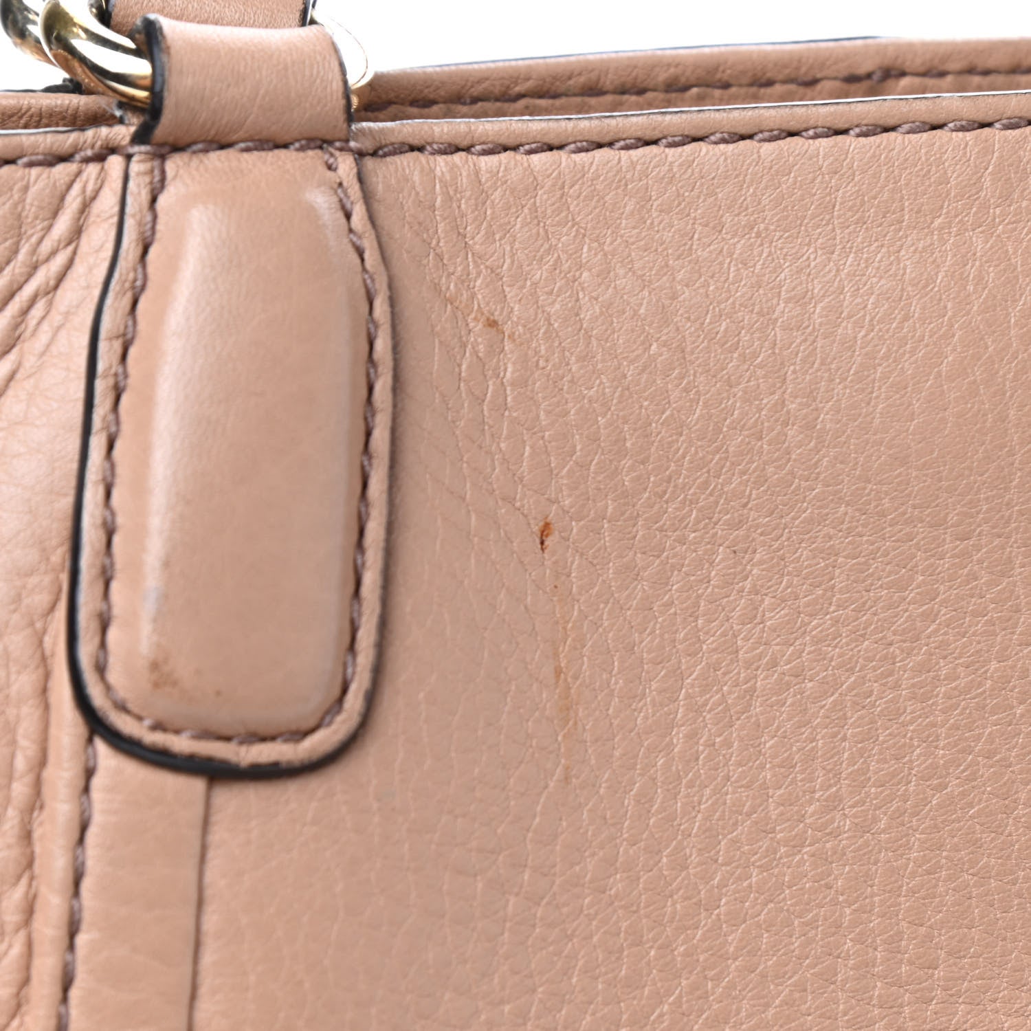 Gucci Pebbled Calfskin Small Soho Top Handle Bag Camelia 14 of 15