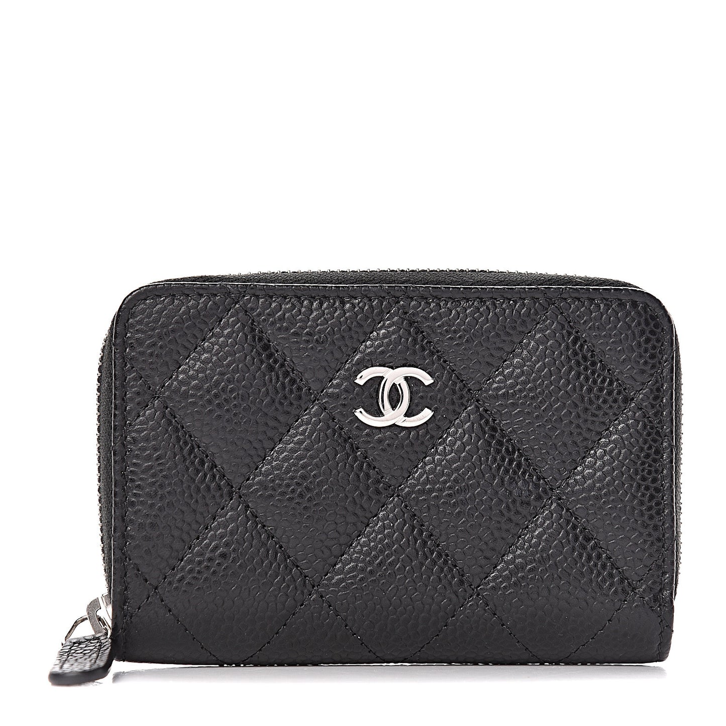 Caviar Quilted Zip Coin Purse Black
