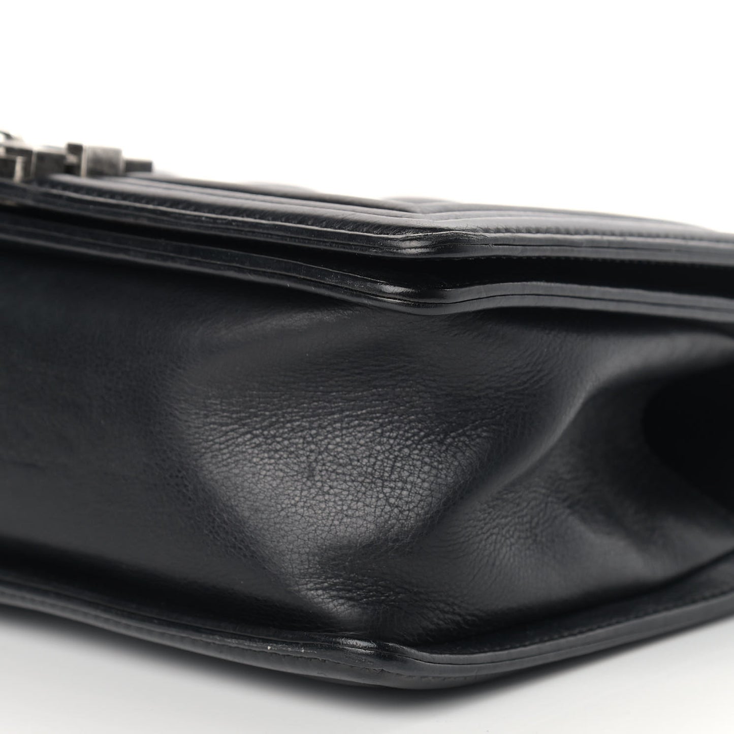 Calfskin Double Stitch Medium Boy Flap Black