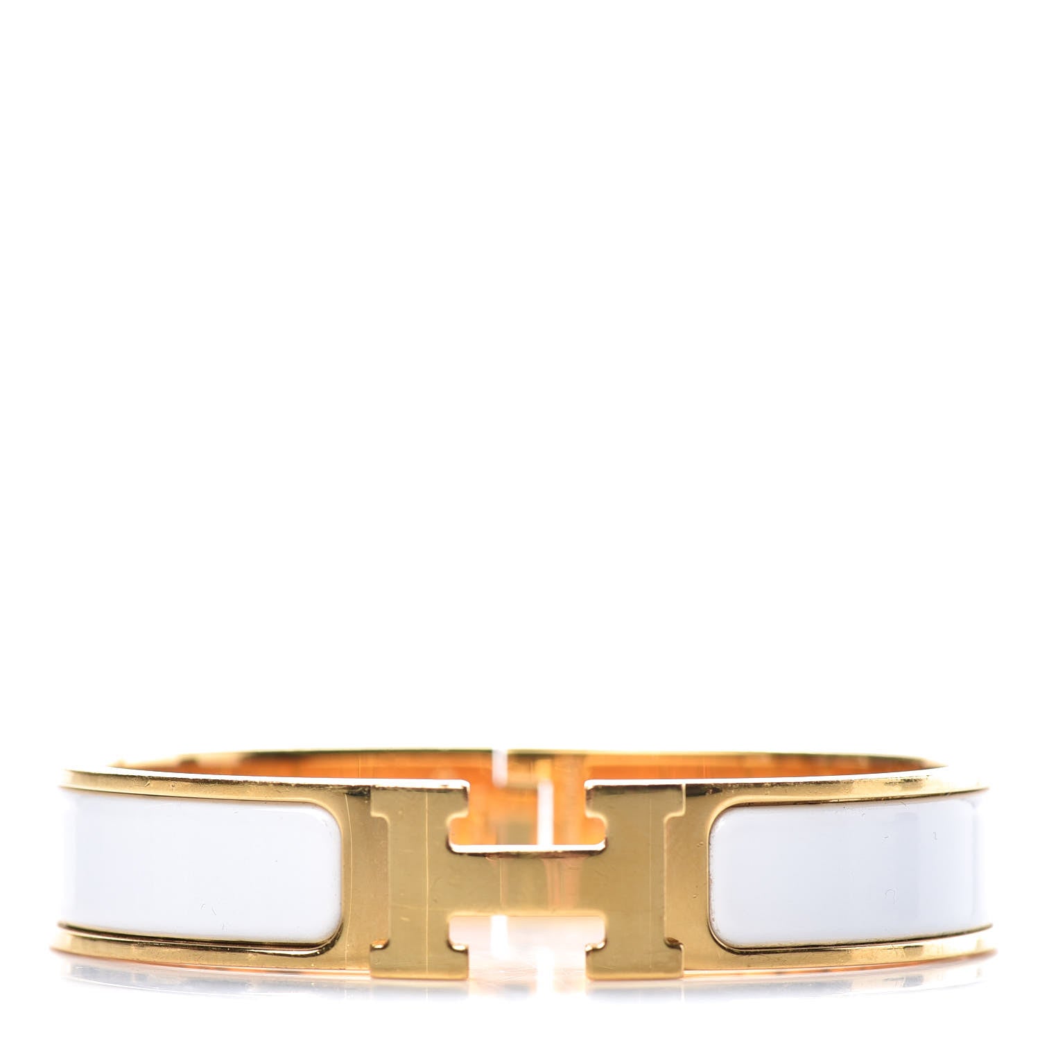 Hermes Enamel Narrow Clic Clac H Bracelet PM White 1 of 6