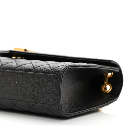 Saint Laurent Grain De Poudre Textured Mixed Matelasse Triquilt Medium Monogram Satchel Black 11 of 11