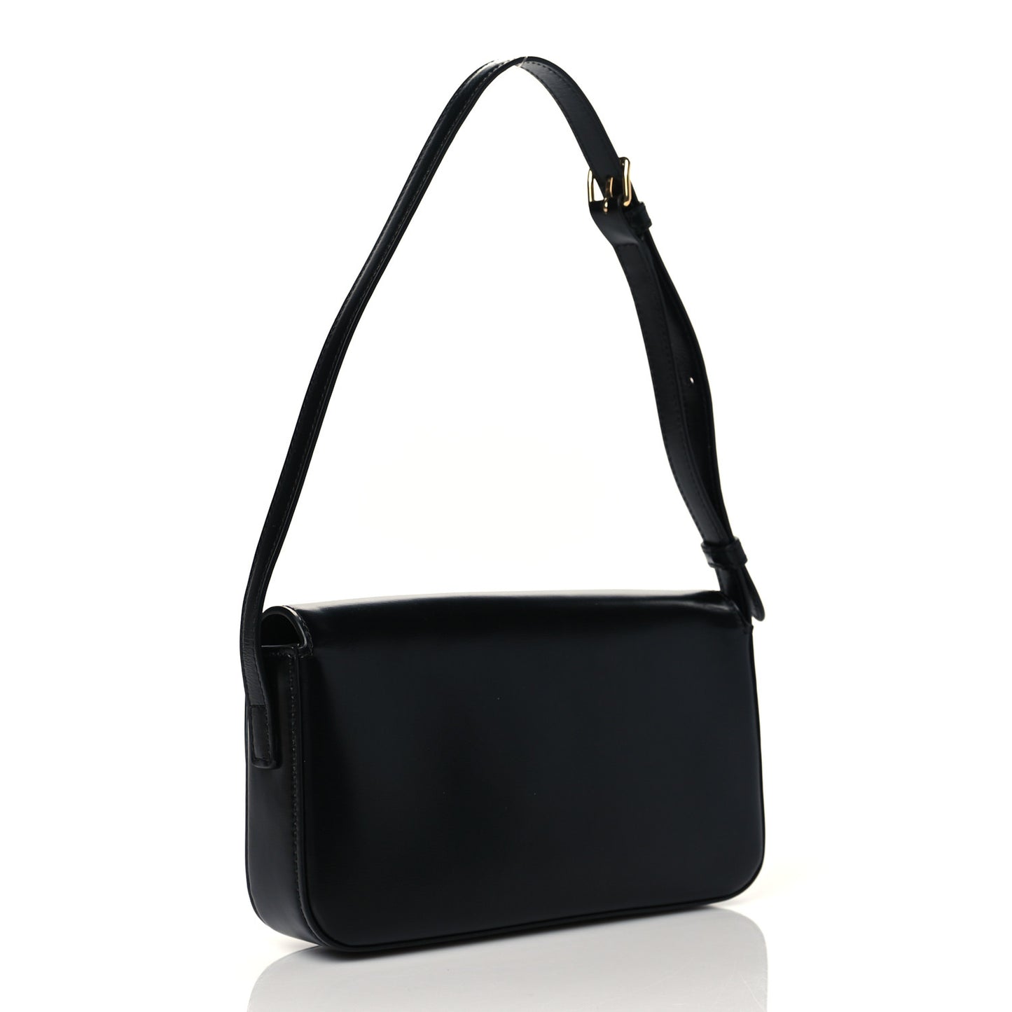 Shiny Calfskin Triomphe Shoulder Bag Black