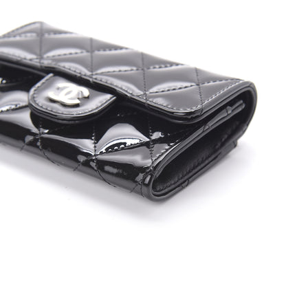 Chanel Patent Quilted Flap Card Holder Wallet Black 7 of 12