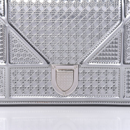 Christian Dior Metallic Patent Micro-Cannage Diorama Wallet on Chain Pouch Silver 9 of 9