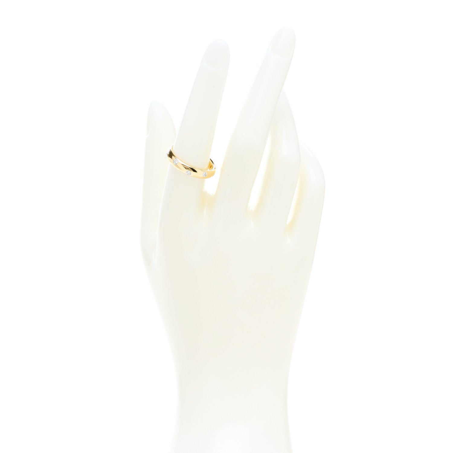 Tiffany 18K Yellow Gold Platinum Diamond 4mm Etoile Band Ring 55 7.25 2 of 6