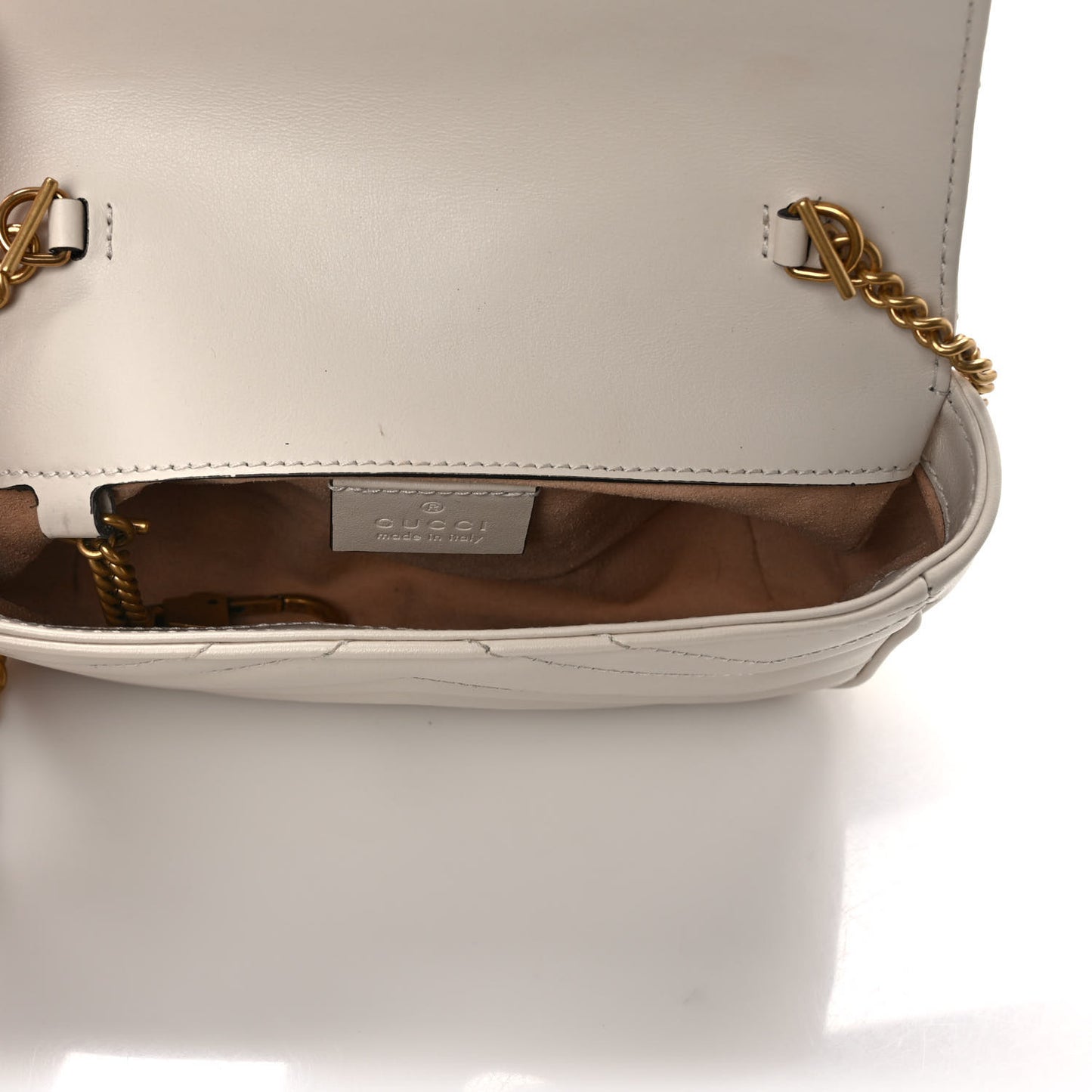 Calfskin Matelasse Super Mini GG Marmont Shoulder Bag White