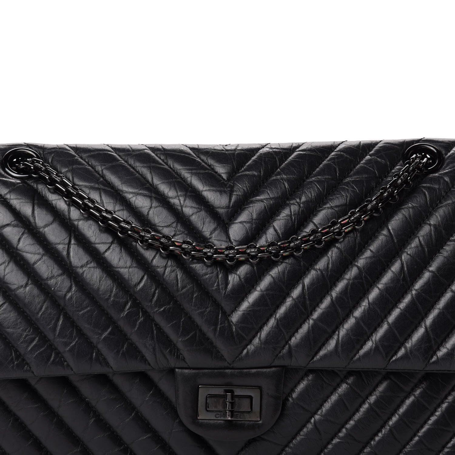 Chanel Aged Calfskin Chevron Quilted 2.55 Reissue 226 So Black 15 of 15