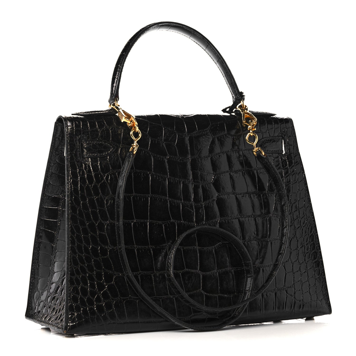 Hermes Shiny Alligator Kelly Sellier 28 Black 2 of 20