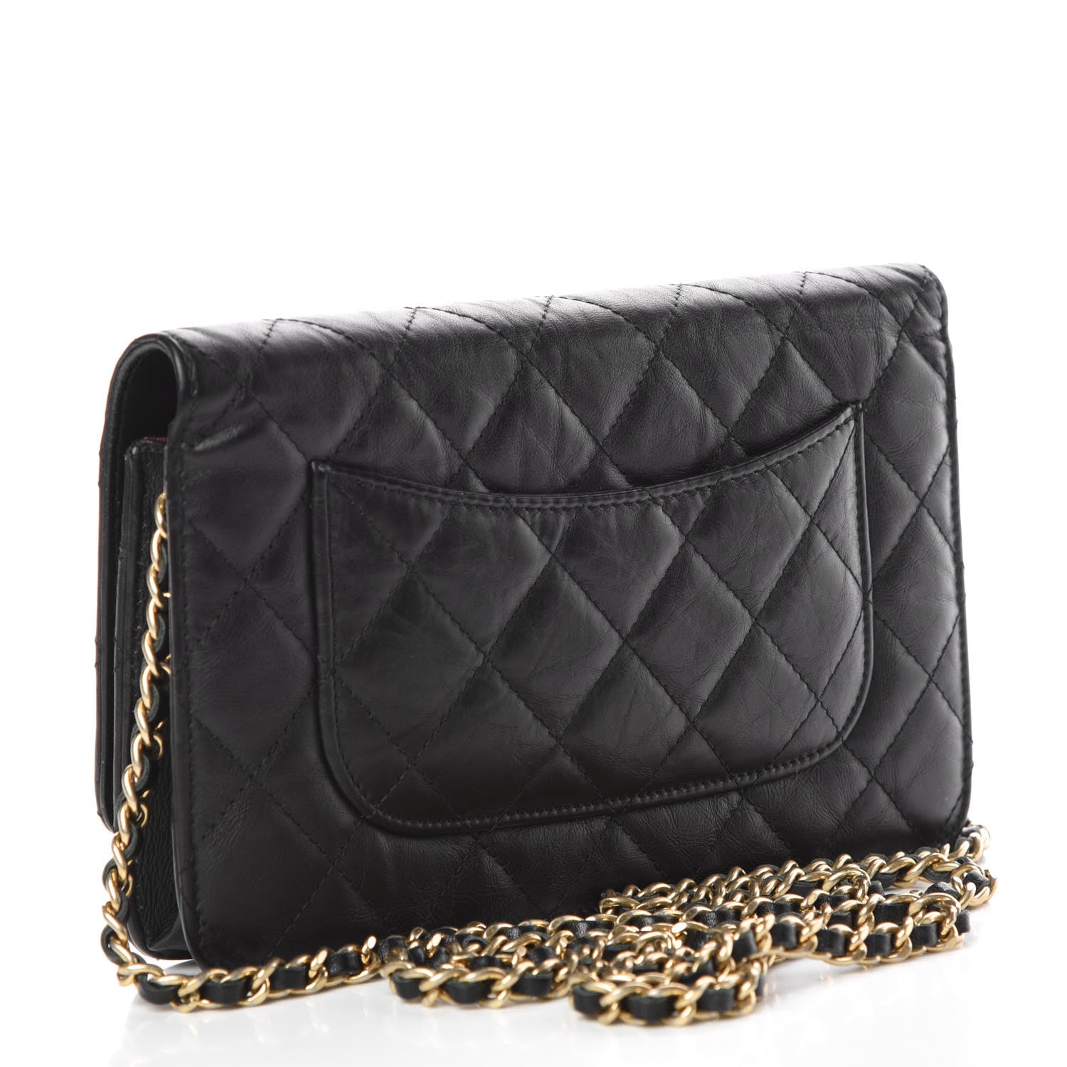 Chanel Aged Calfskin Quilted Reissue Wallet On Chain WOC Black 3 of 11
