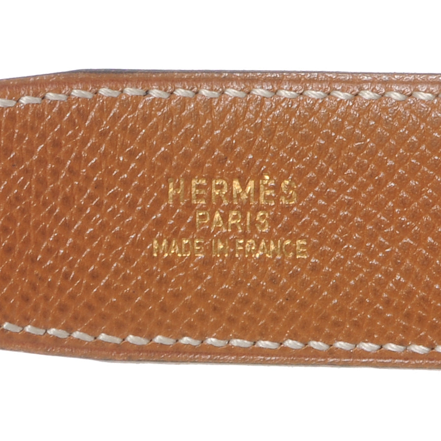 Hermes Box Courchevel Reversible Belt Strap Noir Gold 80 4 of 5