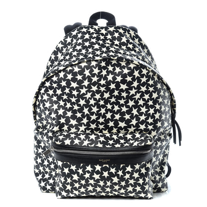 Saint Laurent Calfskin Star Print Hunting Backpack Black White 1 of 10