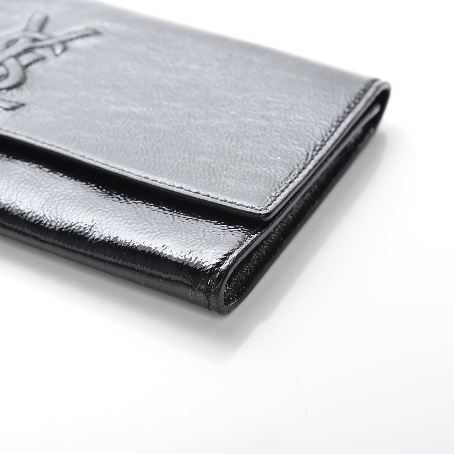 Textured Patent Monogram Small Belle De Jour Clutch Black