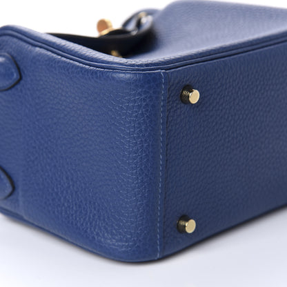 Hermes Taurillon Clemence Mini Lindy 20 Deep Bleu 7 of 12