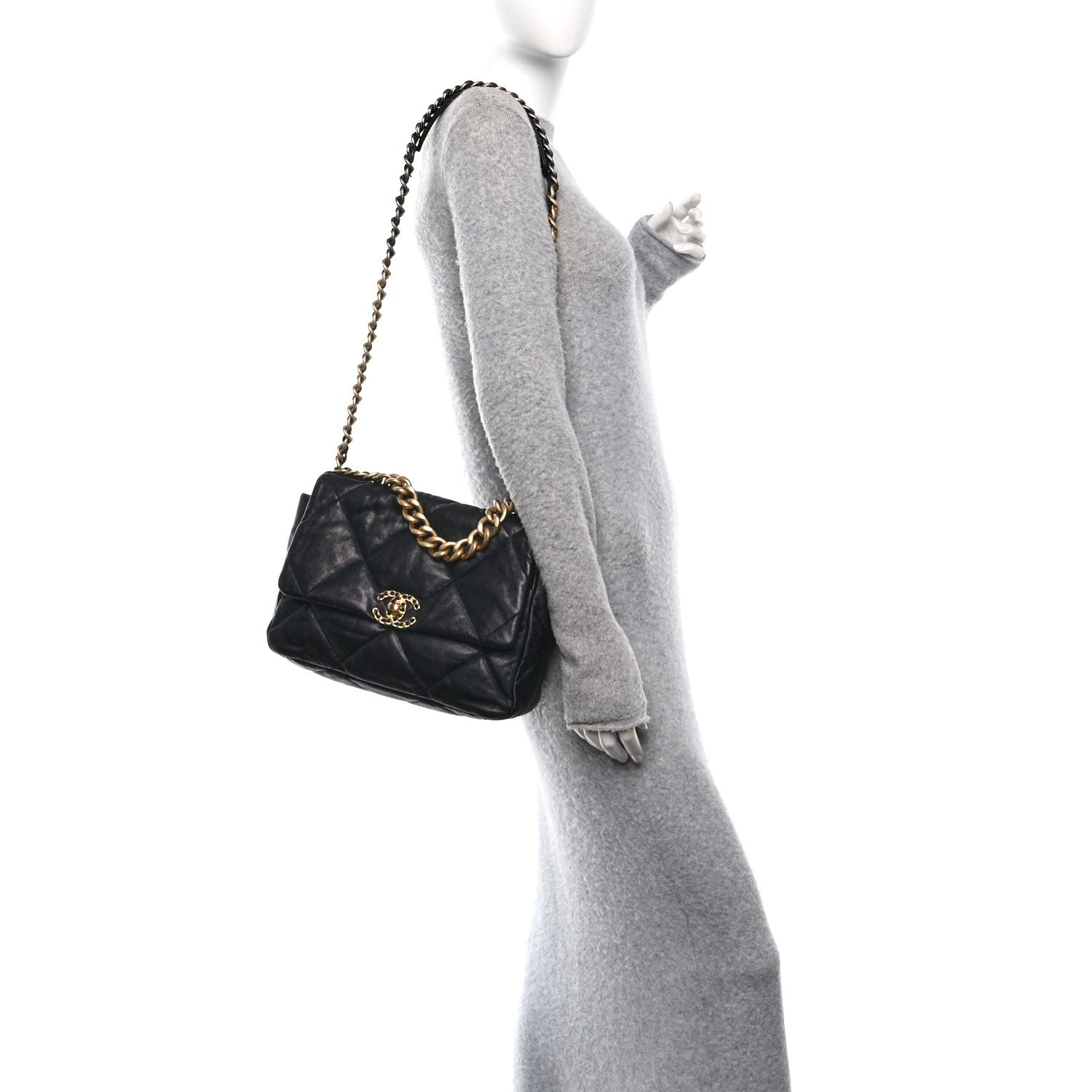 Chanel Goatskin Quilted Large Chanel 19 Flap Black 2 of 10