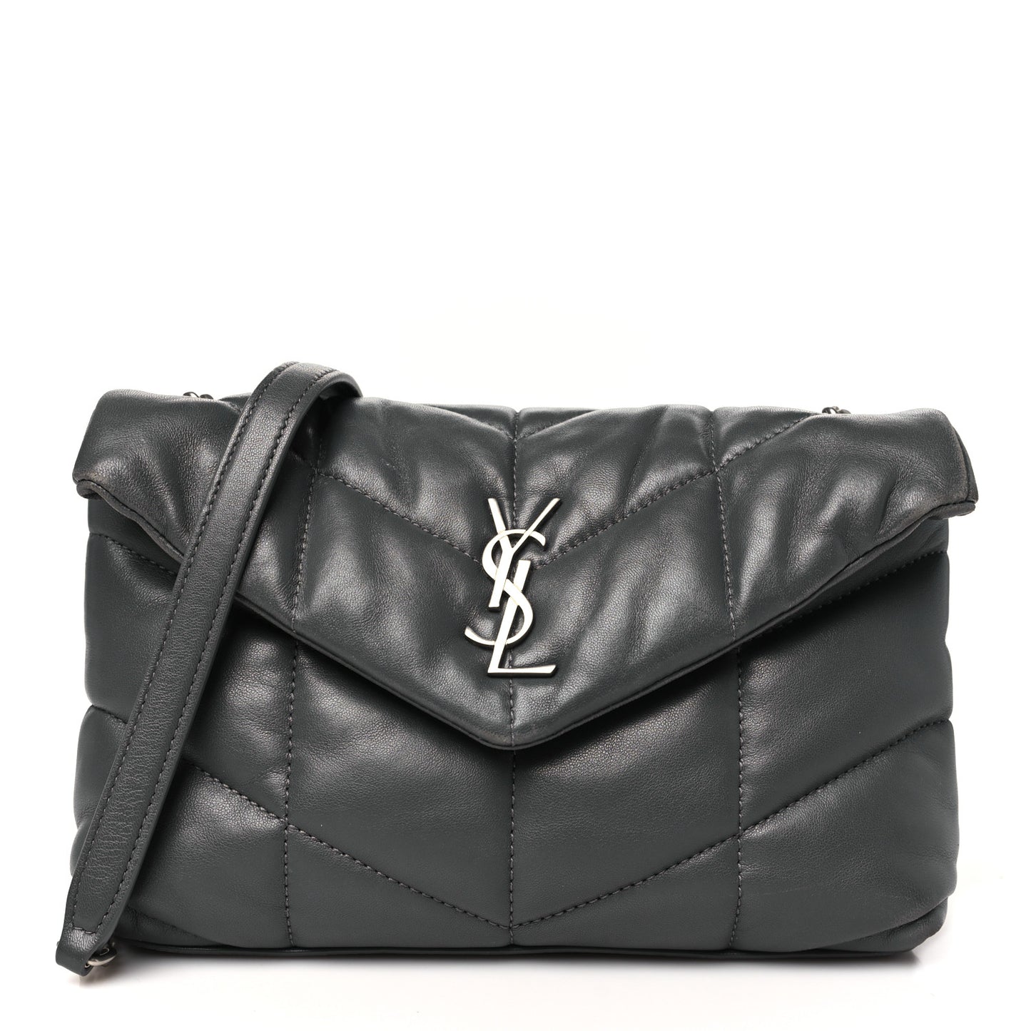 Lambskin Quilted Toy Loulou Puffer Monogram Chain Satchel Storm