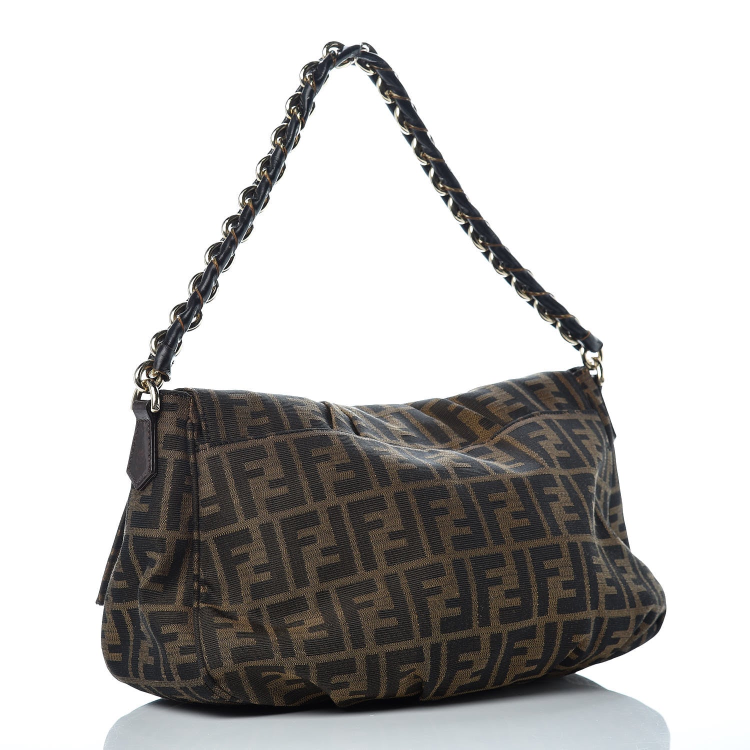 Fendi Zucca Patent Mia Shoulder Flap Tobacco 3 of 9