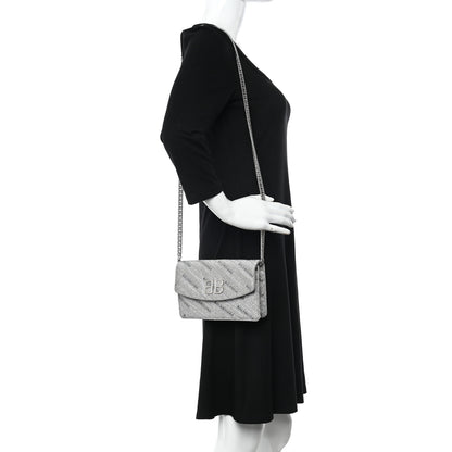 Balenciaga Glitter Logo Matelasse BB Wallet On Chain Silver 2 of 9