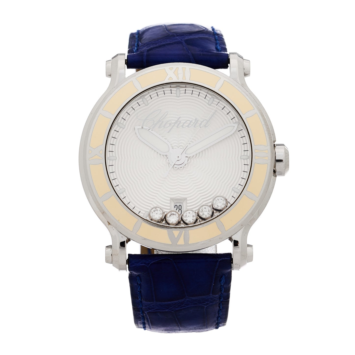Stainless Steel Alligator 5 Diamond 42mm Happy Sport Quartz Watch