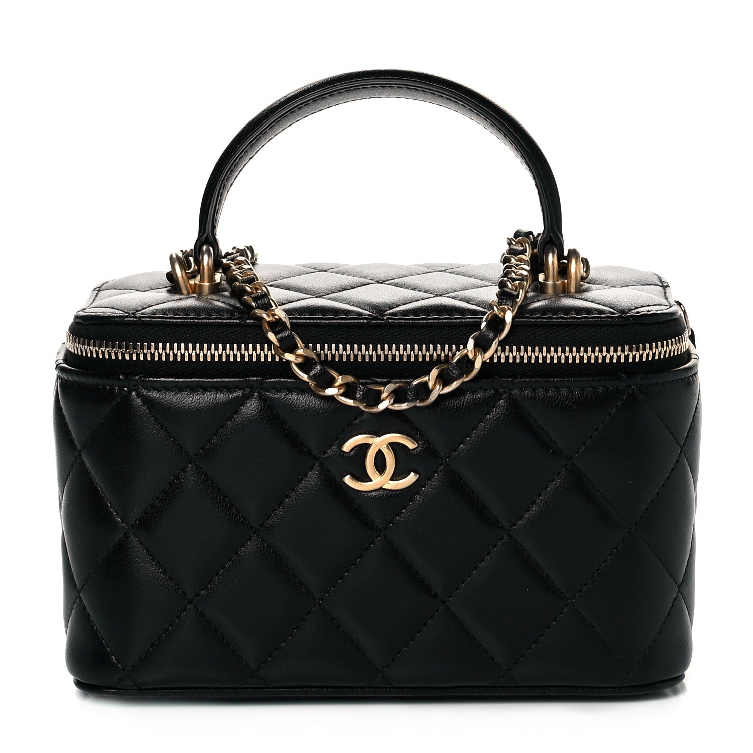 Chanel Lambskin Quilted Small Top Handle Vanity Case With Chain Black 1 of 11