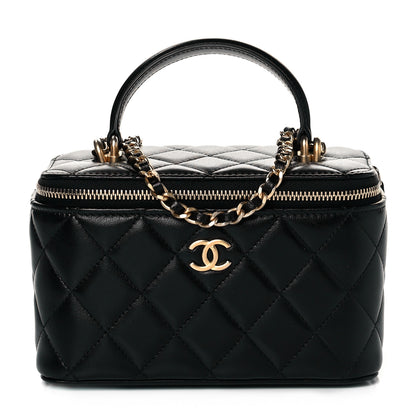 Chanel Lambskin Quilted Small Top Handle Vanity Case With Chain Black 1 of 11