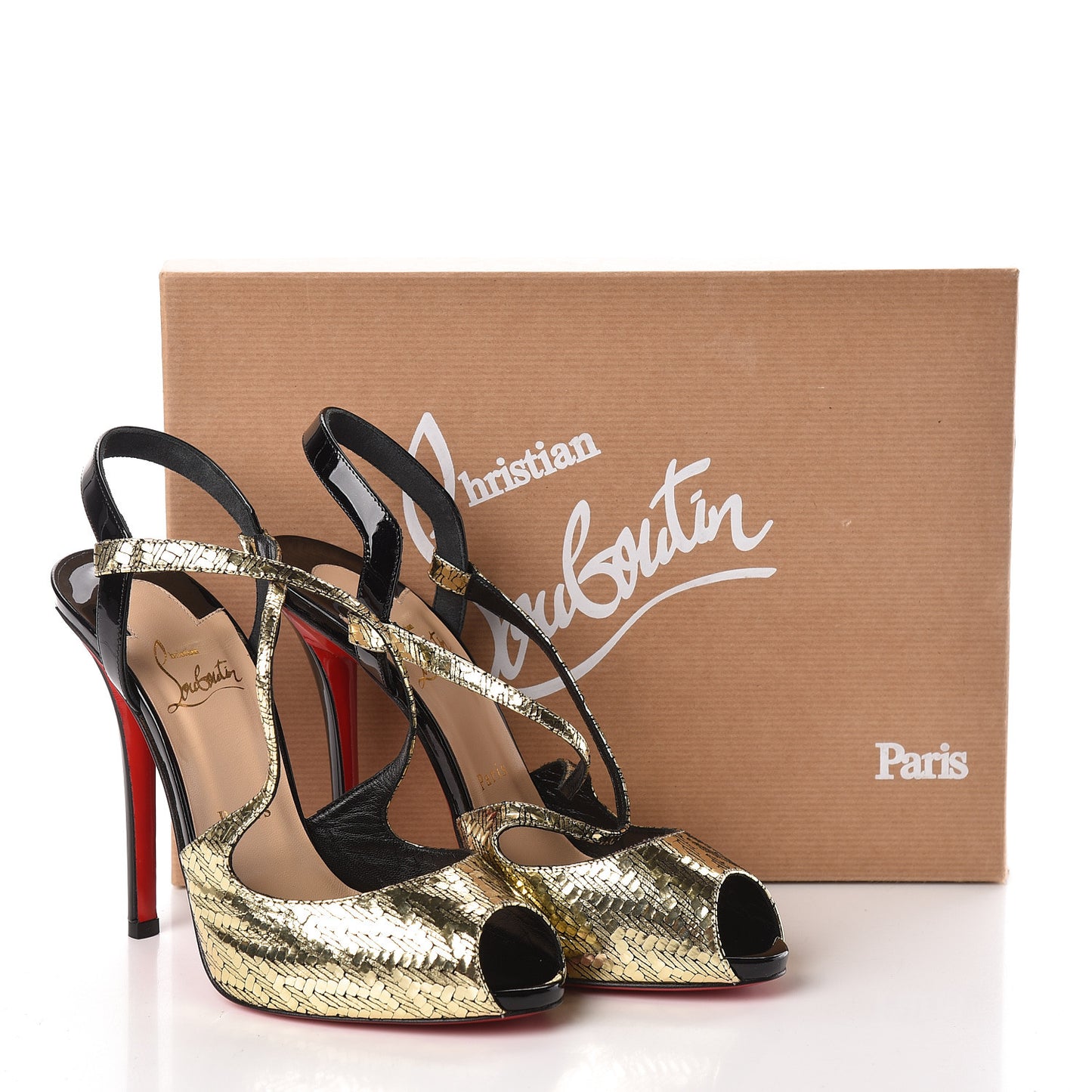 Patent Metal Chevron Cross Street 120 Sandals 38 Champagne Black