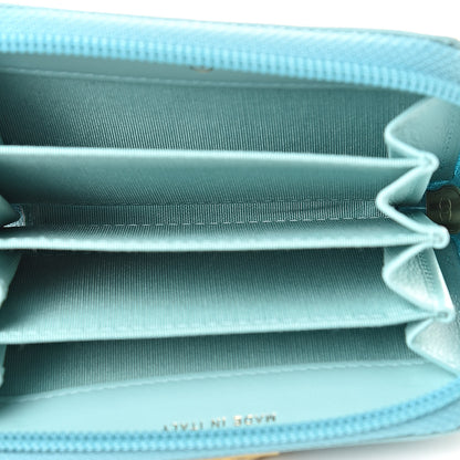 Chanel Caviar Quilted Boy Zip Around Coin Purse Wallet Light Blue 5 of 9