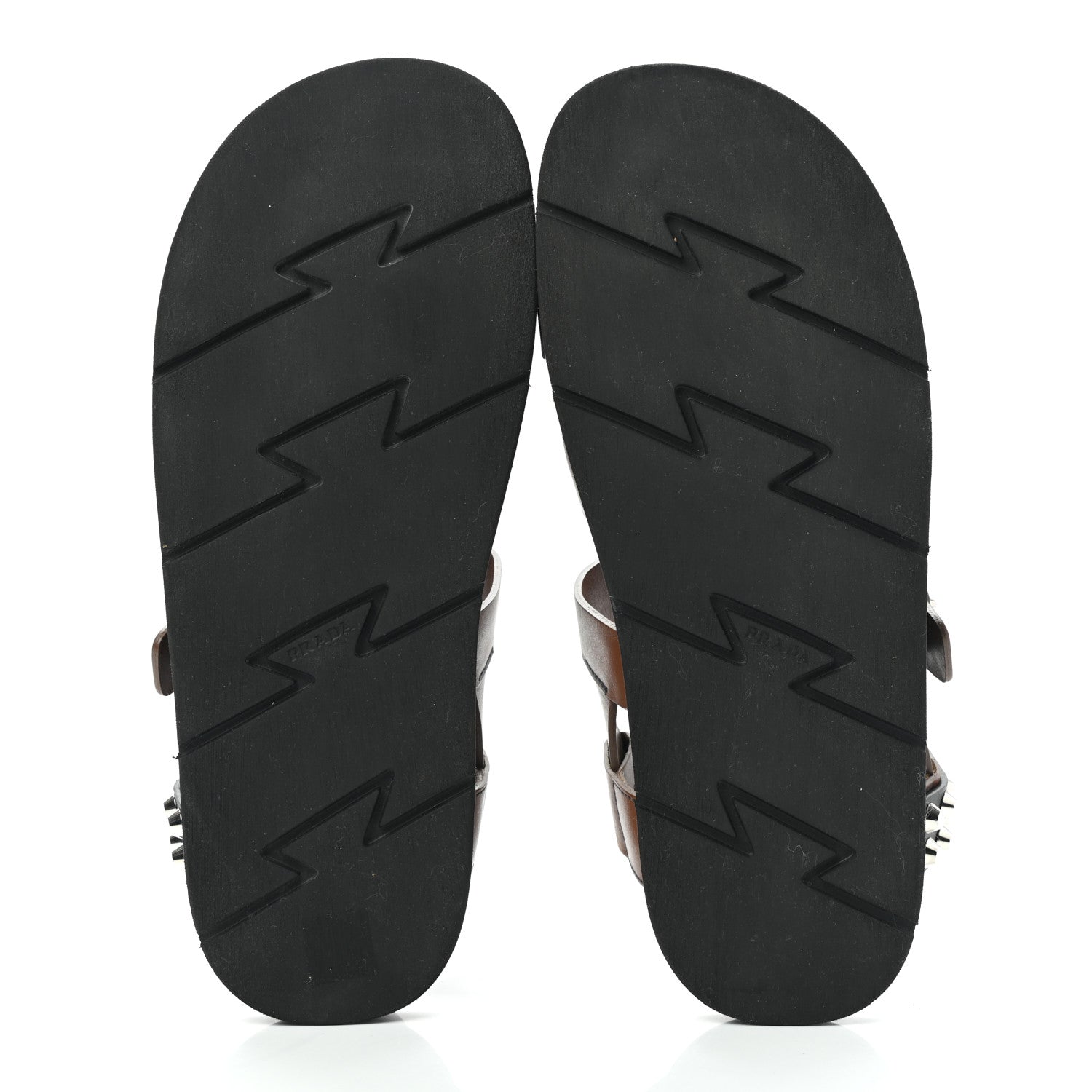 Prada Calfskin Studded Mens Nova Sandals 8 Brown 5 of 10