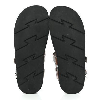 Prada Calfskin Studded Mens Nova Sandals 8 Brown 5 of 10