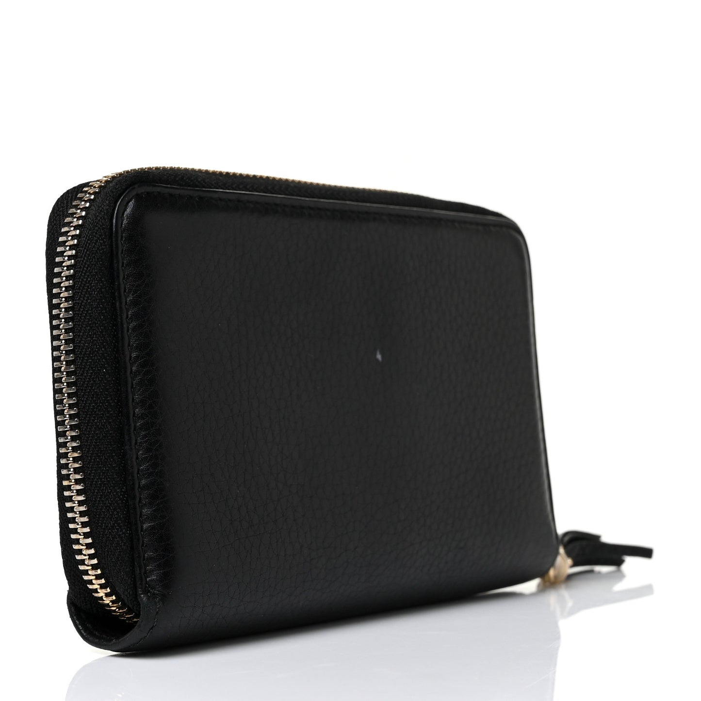Pebbled Calfskin Medium Soho Zip Around Wallet Black