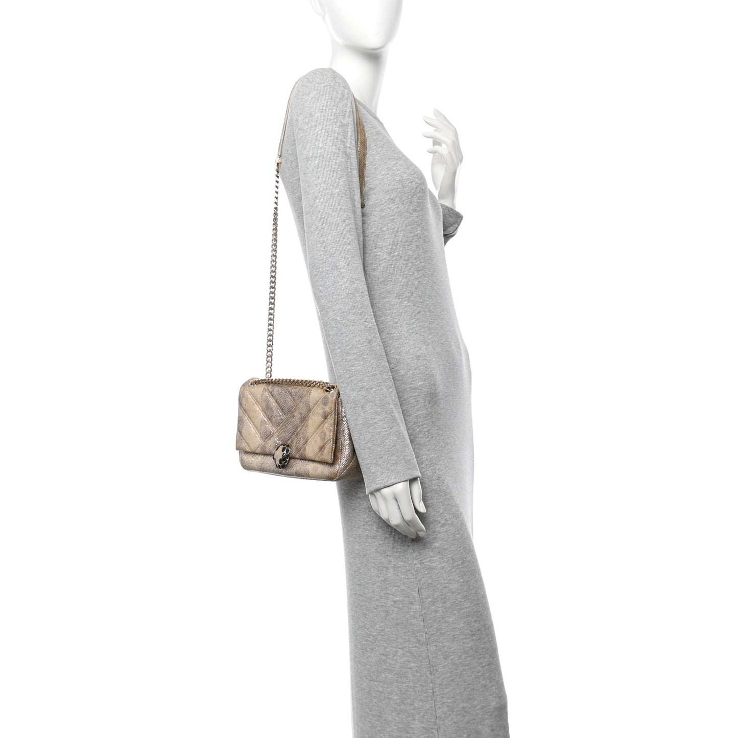Metallic Karung Matelasse Mini Serpenti Cabochon Crossbody Gold