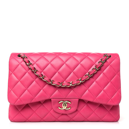 Chanel Lambskin Quilted Jumbo Double Flap Dark Pink 1 of 10