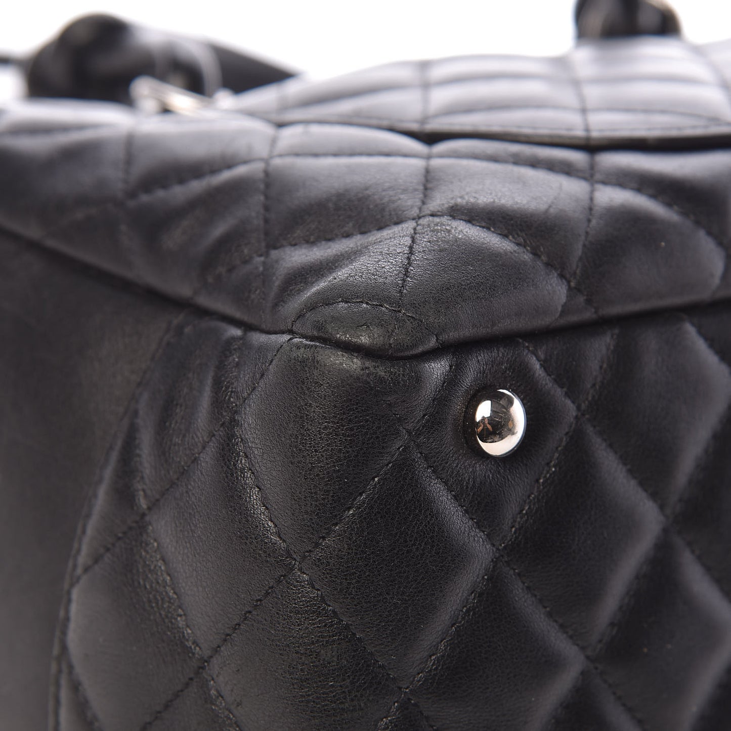 Calfskin Quilted Large Cambon Bowler Black