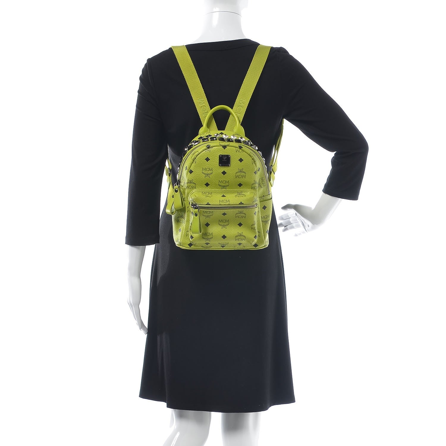 MCM Visetos Side Stud Mini Crown Stark Backpack Green 2 of 10