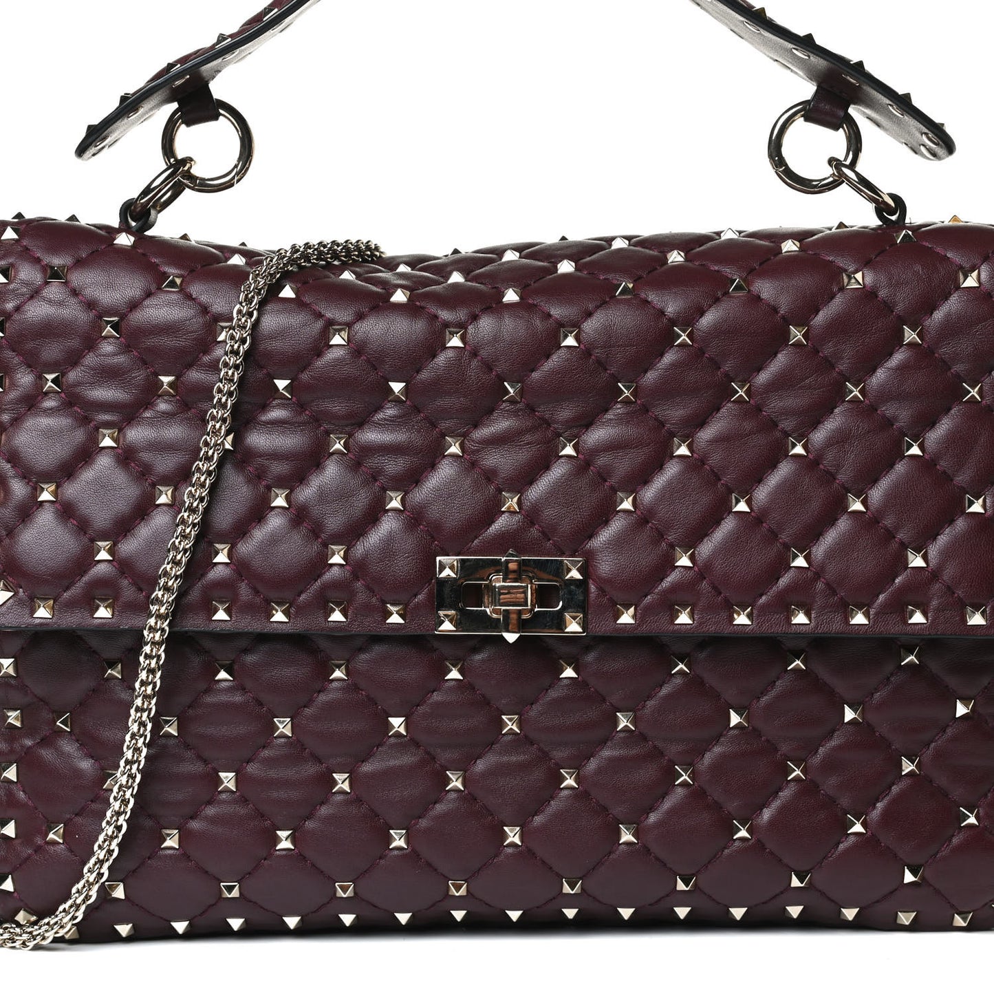 Nappa Large Rockstud Spike Shoulder Bag Rubin