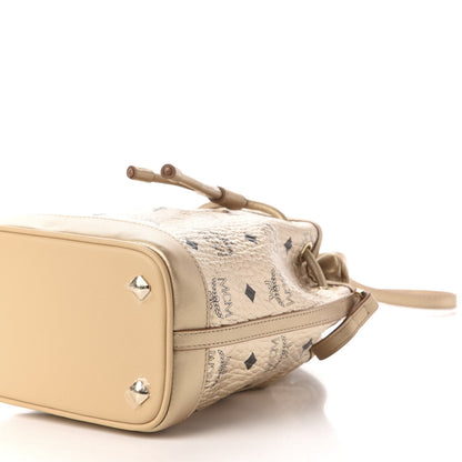 MCM Metallic Visetos Zoo Dog Drawstring Bucket Bag Gold 10 of 12