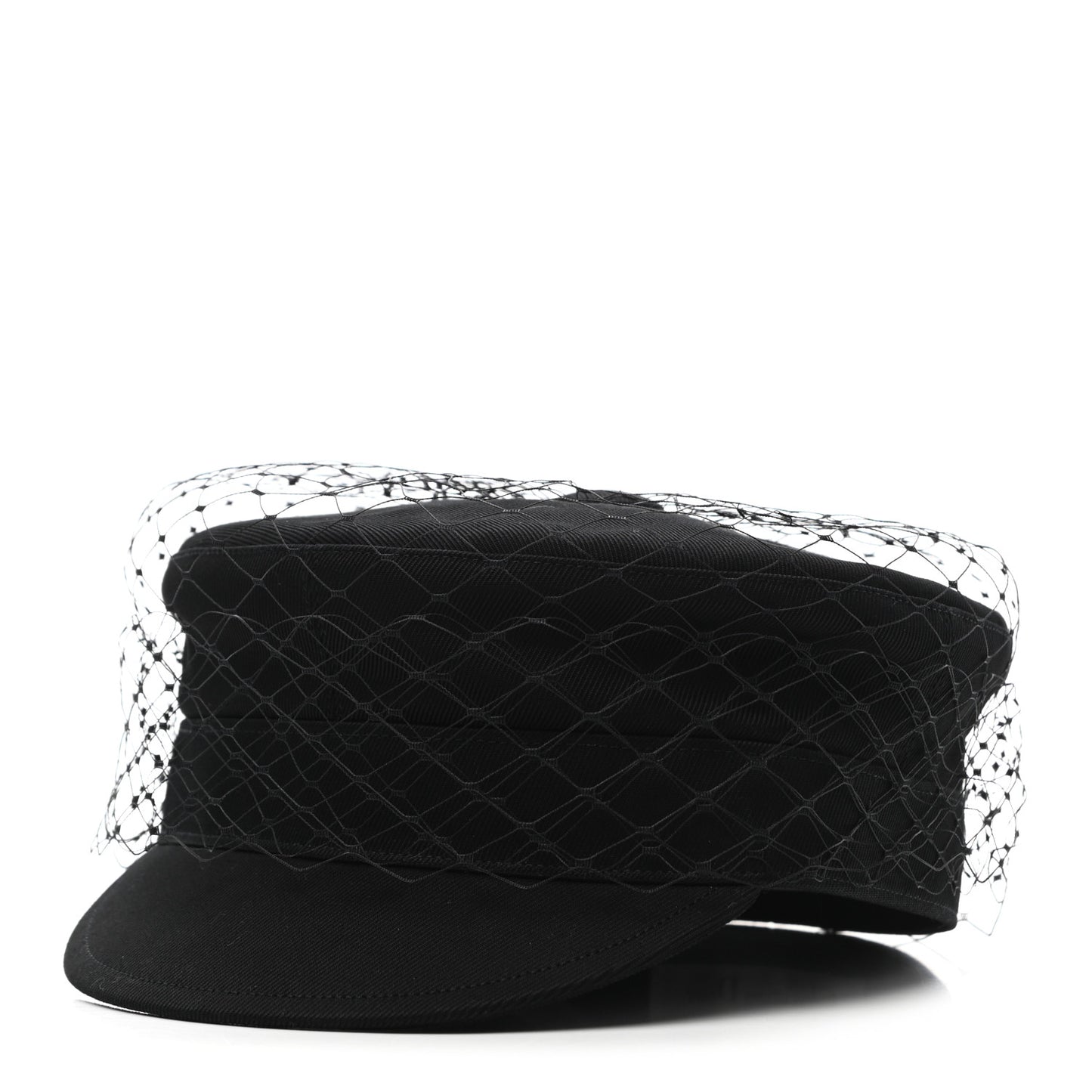 Cotton Canvas Arty Cap with Veil 58 Black