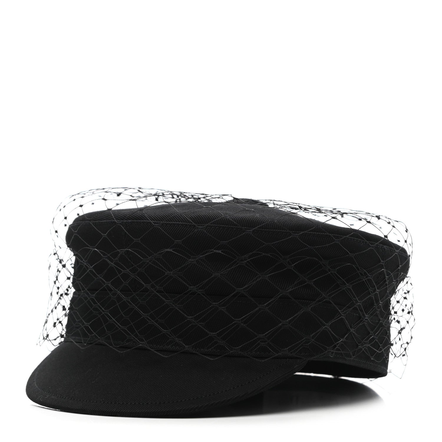 Christian Dior Cotton Canvas Arty Cap with Veil 58 Black 1 of 9