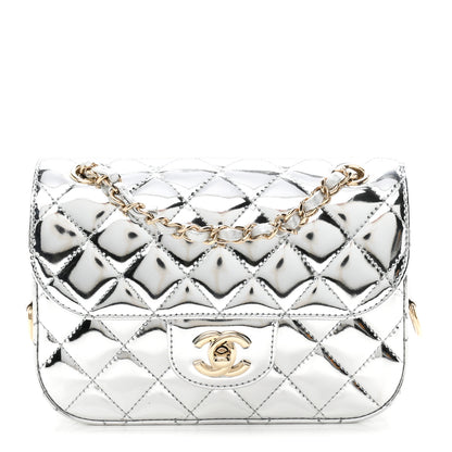 Chanel Mirror Calfskin Metallic Calfskin Quilted Hollywood Boulevard Mini Flap With Star Coin Purse Silver 1 of 11