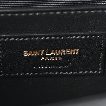 Saint Laurent Lambskin Mixed Matelasse Triquilt Medium Monogram Satchel Black 6 of 10
