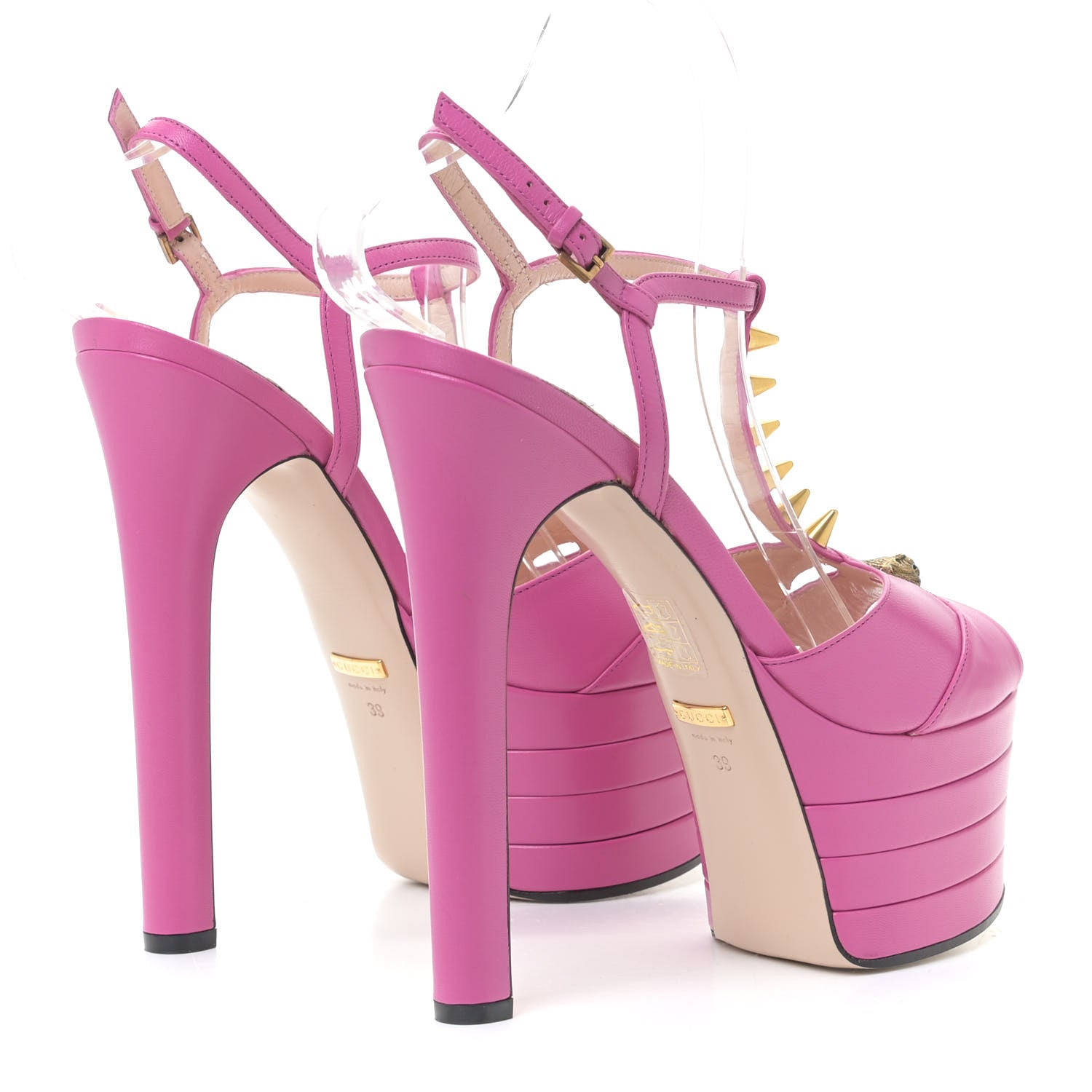Gucci Malaga Kid Angel T-Strap Platform High Heel Sandals 39 Rododendro 3 of 12