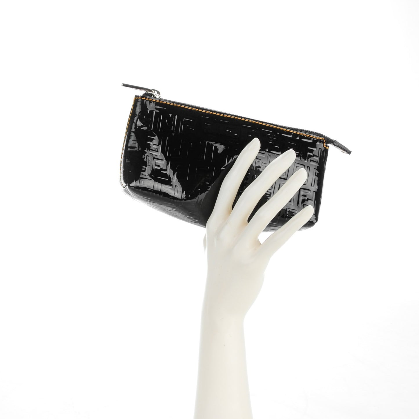 Patent FF Embossed Cosmetic Pouch Black