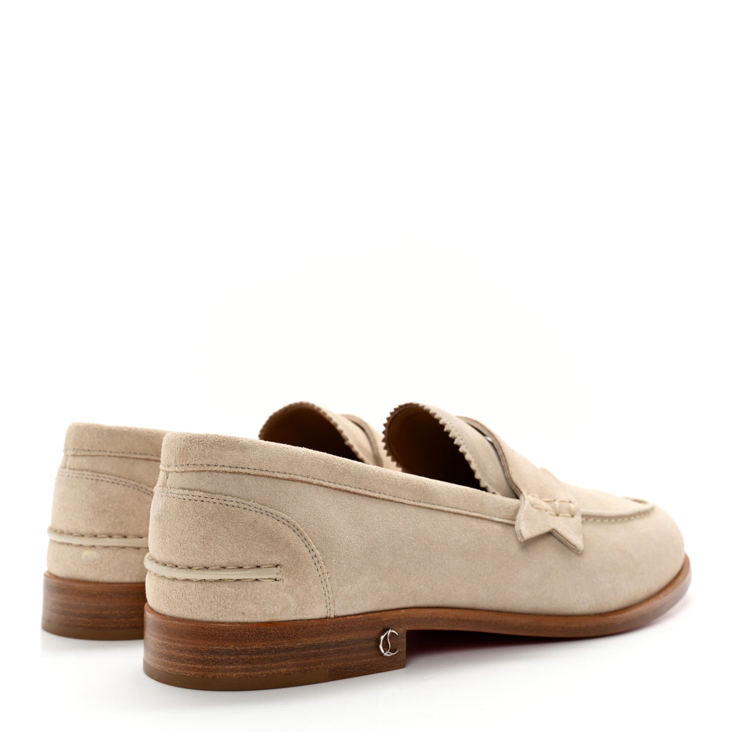 Veau Velours Mens No Penny Flat Loafers 41.5 Natural